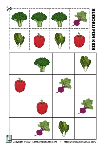 Kognitif lembar kerja anak tk tema makanan sehat sayuran