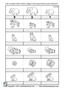 Perbandingan Ukuran | Mengurutkan Besar - Kecil | Mewarnai Hewan