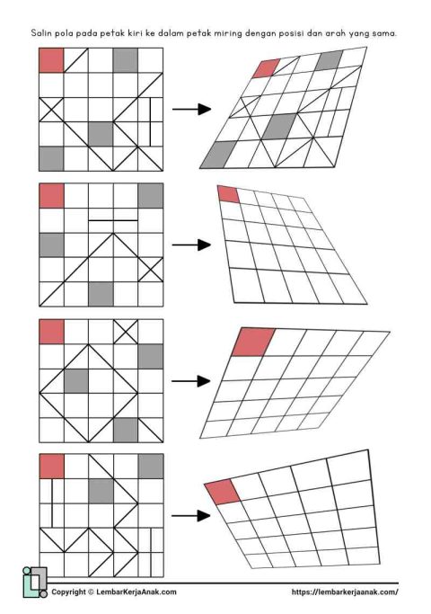 Lembar kerja worksheet anak tk sd logika persepsi visual