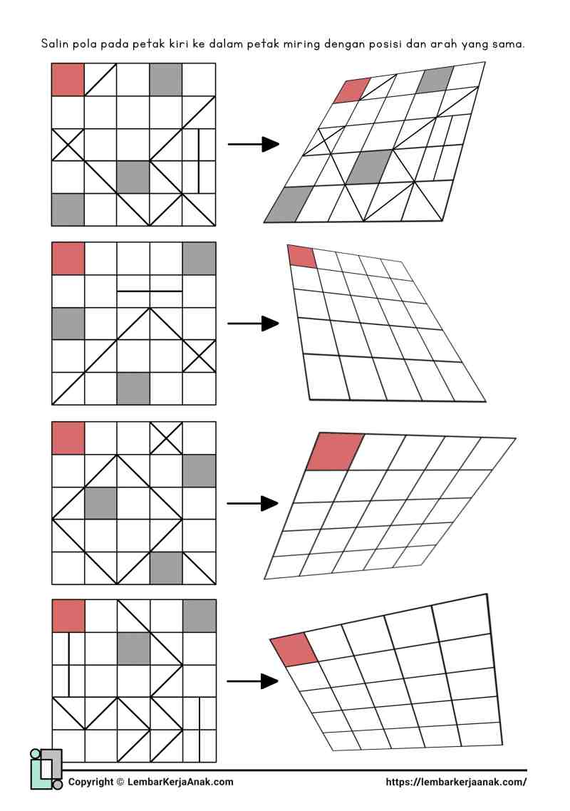 Lembar kerja worksheet anak tk sd logika persepsi visual
