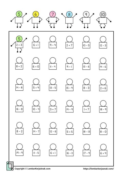 Lembar kerja worksheet anak tk sd matematika form constancy