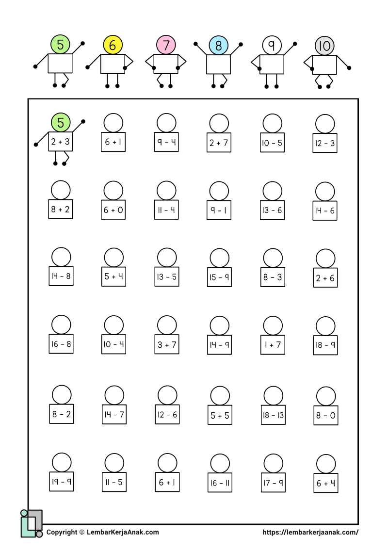 Lembar kerja worksheet anak tk sd matematika form constancy