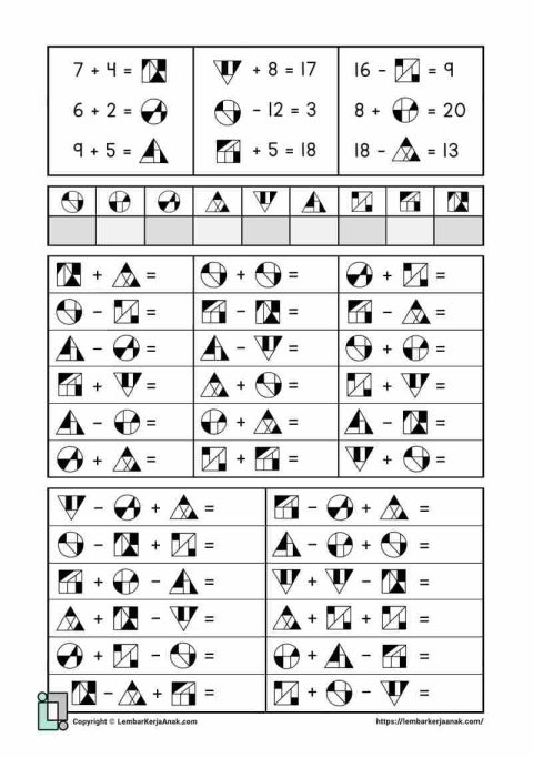 Lembar kerja anak sd matematika logika simbol