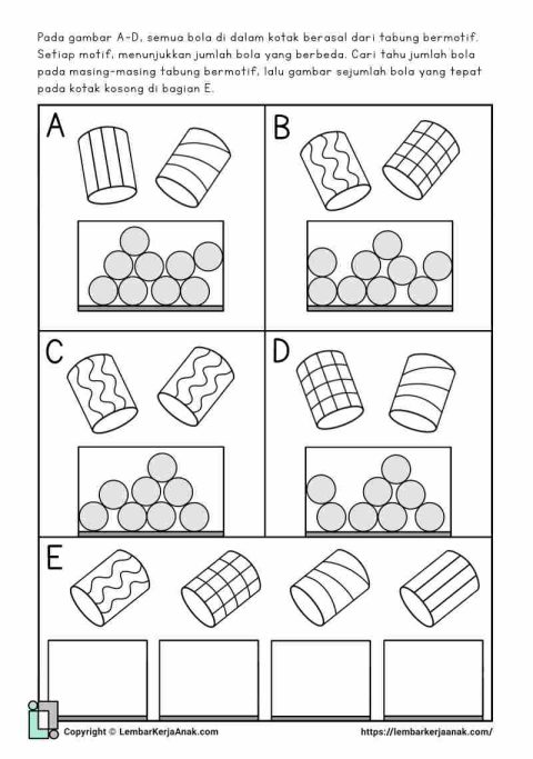 Lembar kerja anak numerasi SD matematika aljabar logika