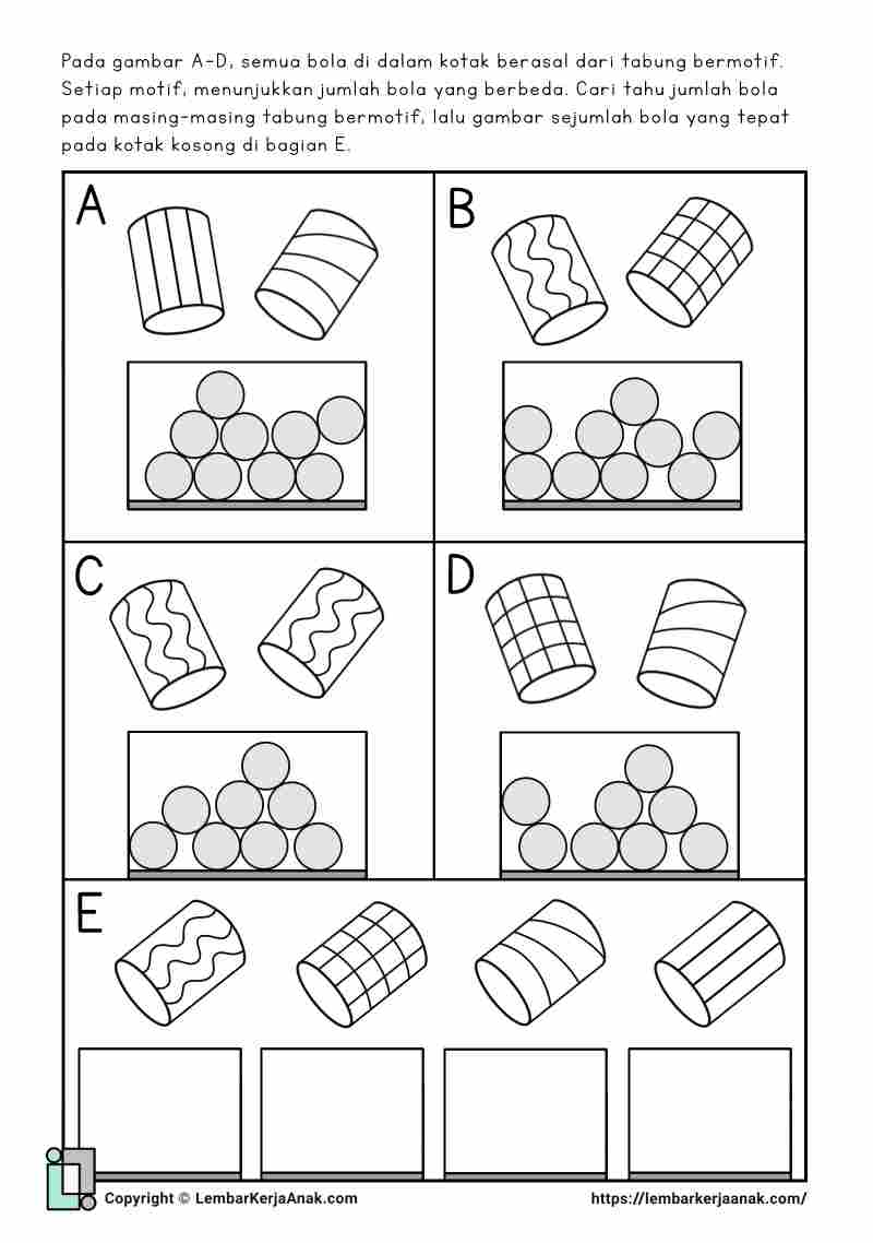 Lembar kerja anak numerasi SD matematika aljabar logika