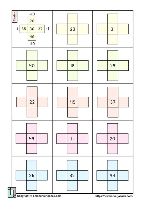 Lembar kerja anak SD matematika navigasi bilangan
