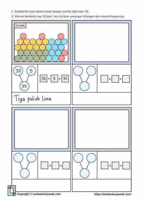 Lembar kerja anak SD matematika soal terbuka pasangan bilangan