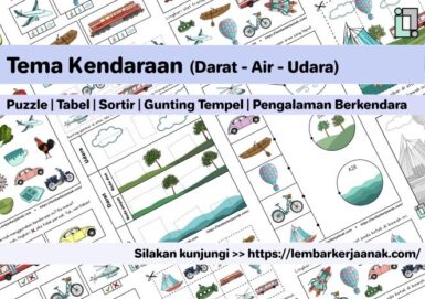 Lembar Kerja Anak TK - PAUD | Tema Kendaraan Darat, Air, dan Udara