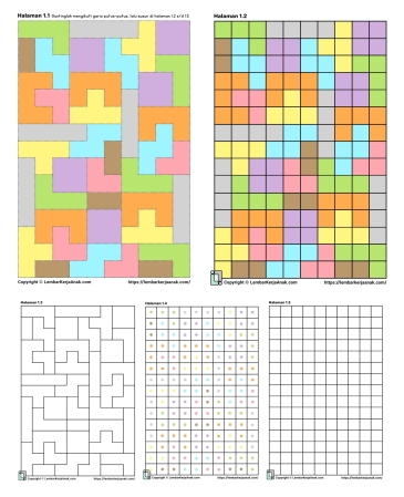 Kognitif lembar kerja anak tk paud sd puzzle geometri tetris