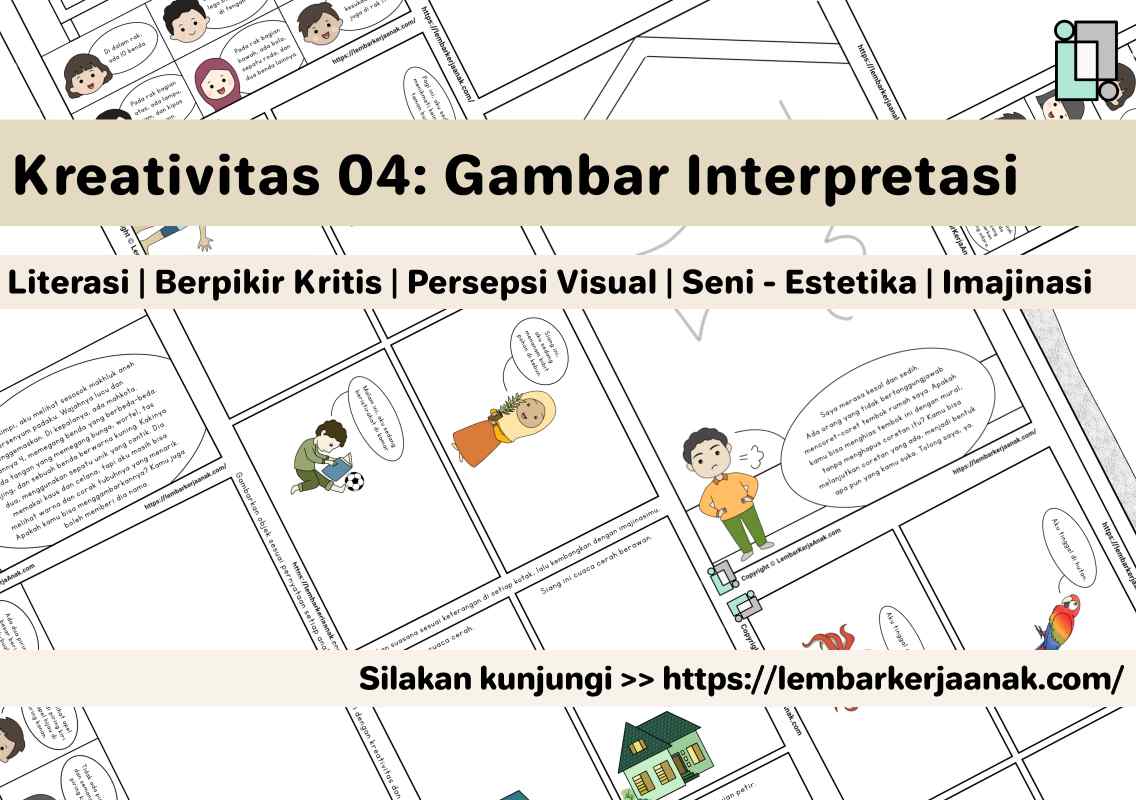 Lembar kerja anak tk sd menggambar interpretasi
