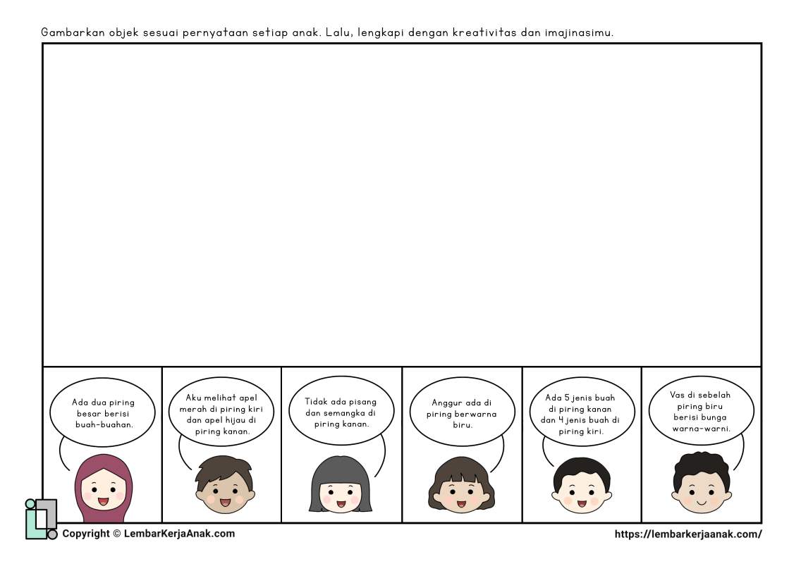 Lembar kerja anak tk sd menggambar interpretasi