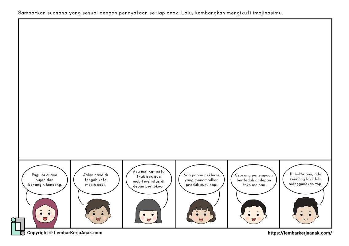 Lembar kerja anak tk sd menggambar interpretasi