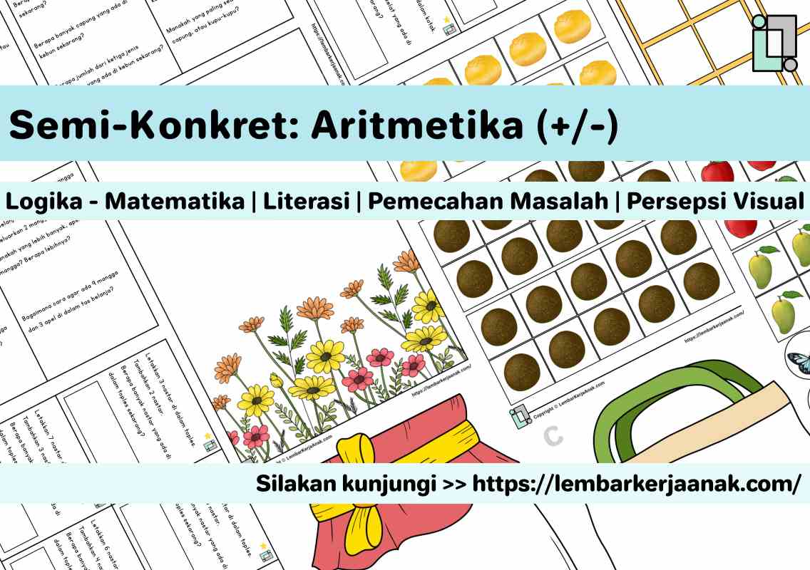 Lembar kerja anak tk sd matematika penambahan pengurangan semi konkret
