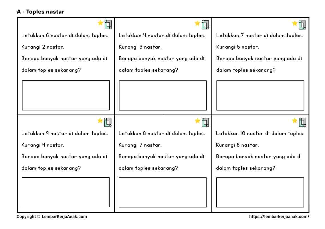 Lembar kerja anak tk sd matematika penambahan pengurangan semi konkret
