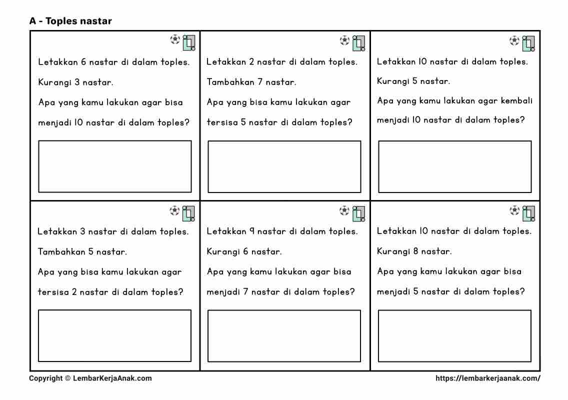Lembar kerja anak tk sd matematika penambahan pengurangan semi konkret