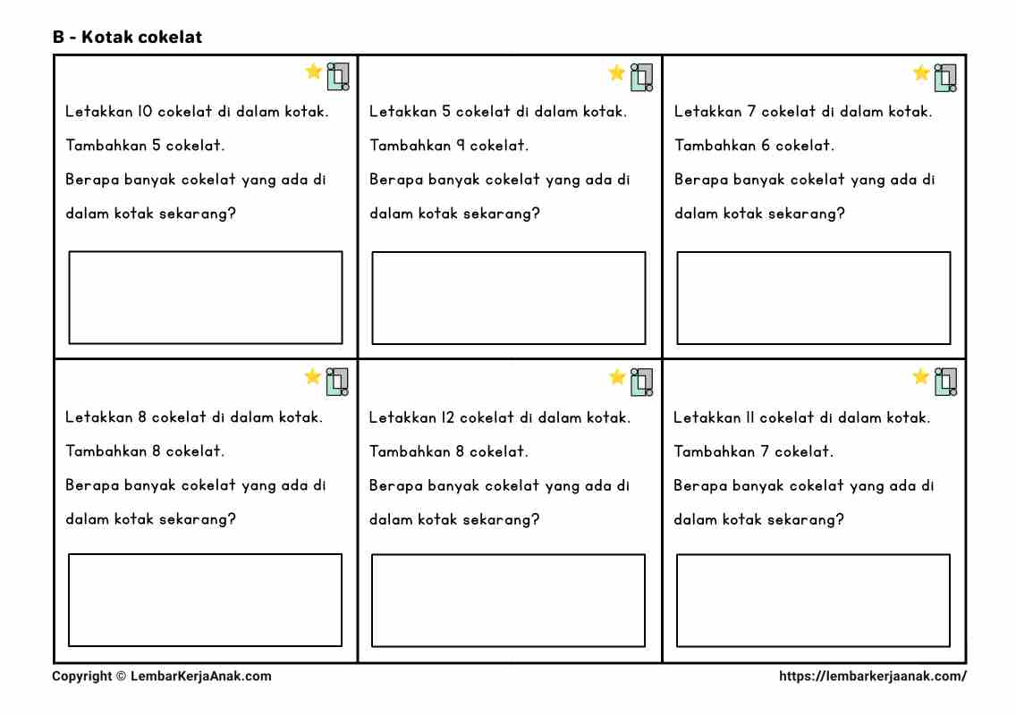 Lembar kerja anak tk sd matematika penambahan pengurangan semi konkret