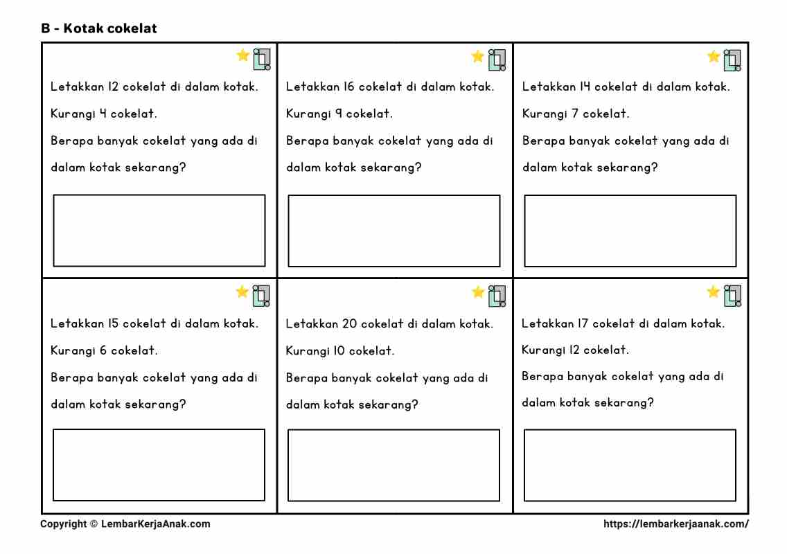 Lembar kerja anak tk sd matematika penambahan pengurangan semi konkret