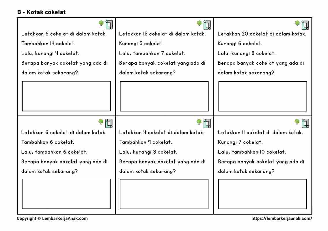 Lembar kerja anak tk sd matematika penambahan pengurangan semi konkret