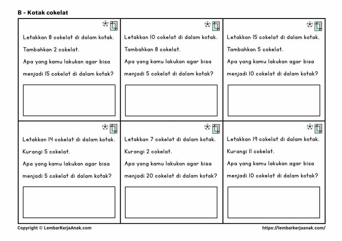 Lembar kerja anak tk sd matematika penambahan pengurangan semi konkret