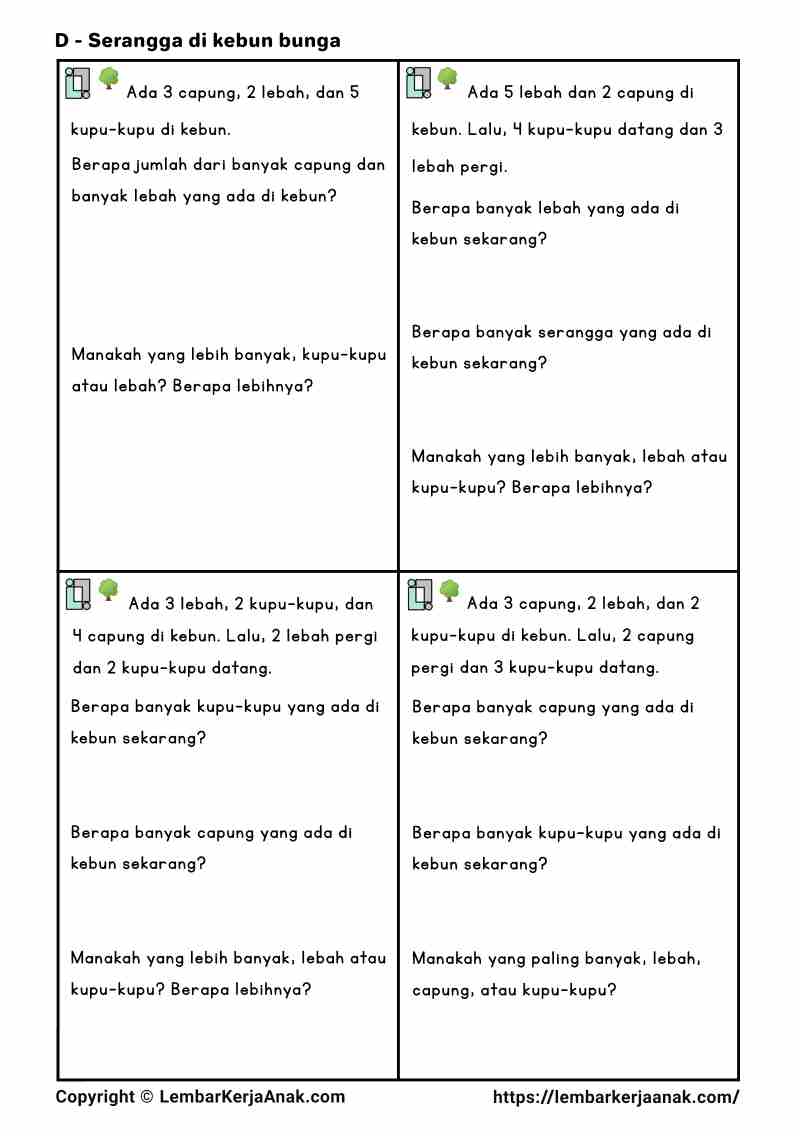 Lembar kerja anak tk sd matematika penambahan pengurangan semi konkret