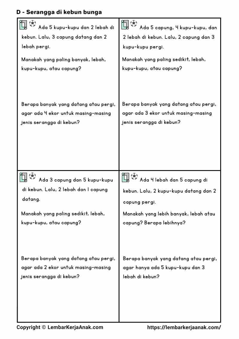Lembar kerja anak tk sd matematika penambahan pengurangan semi konkret