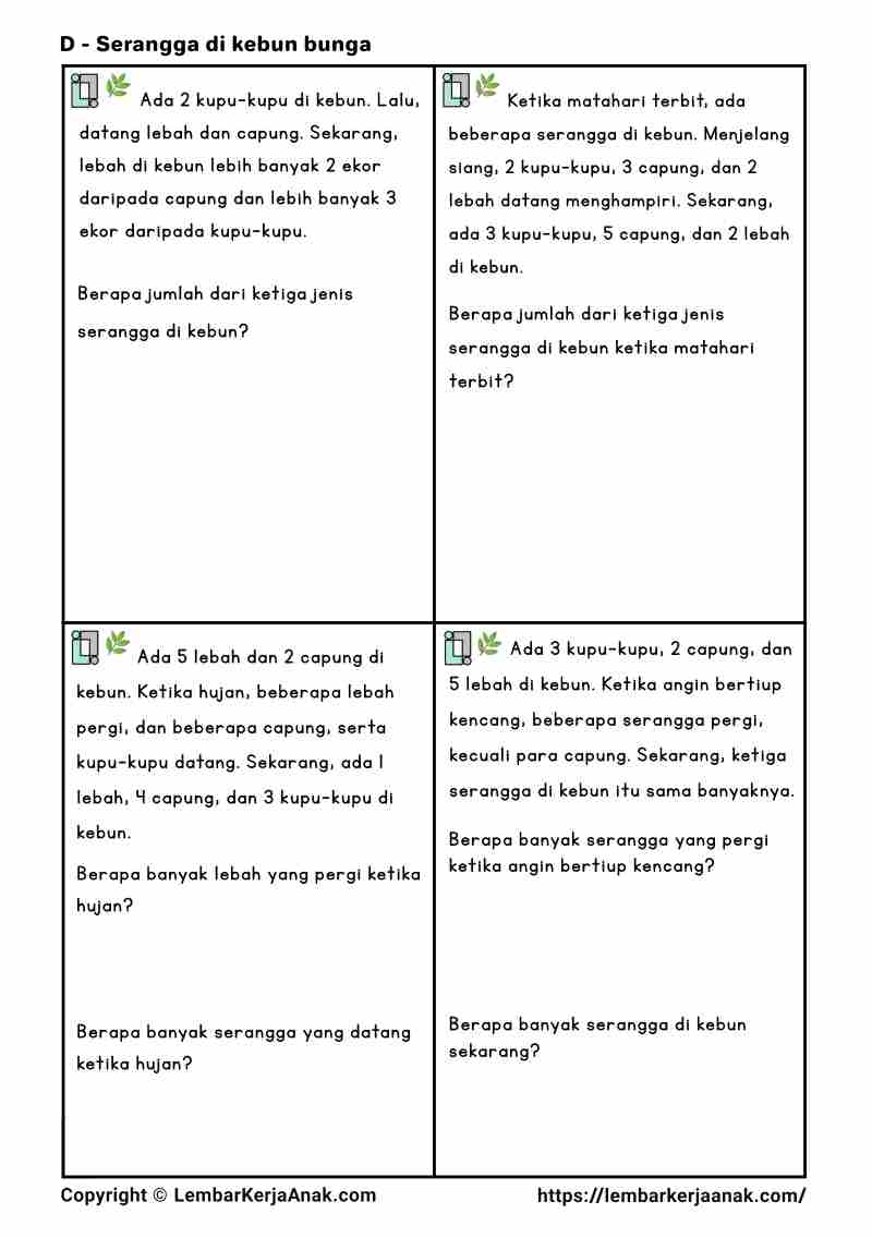 Lembar kerja anak tk sd matematika penambahan pengurangan semi konkret