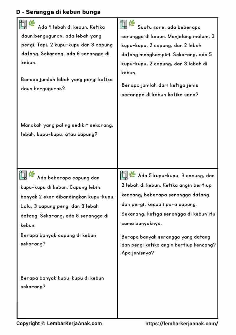 Lembar kerja anak tk sd matematika penambahan pengurangan semi konkret