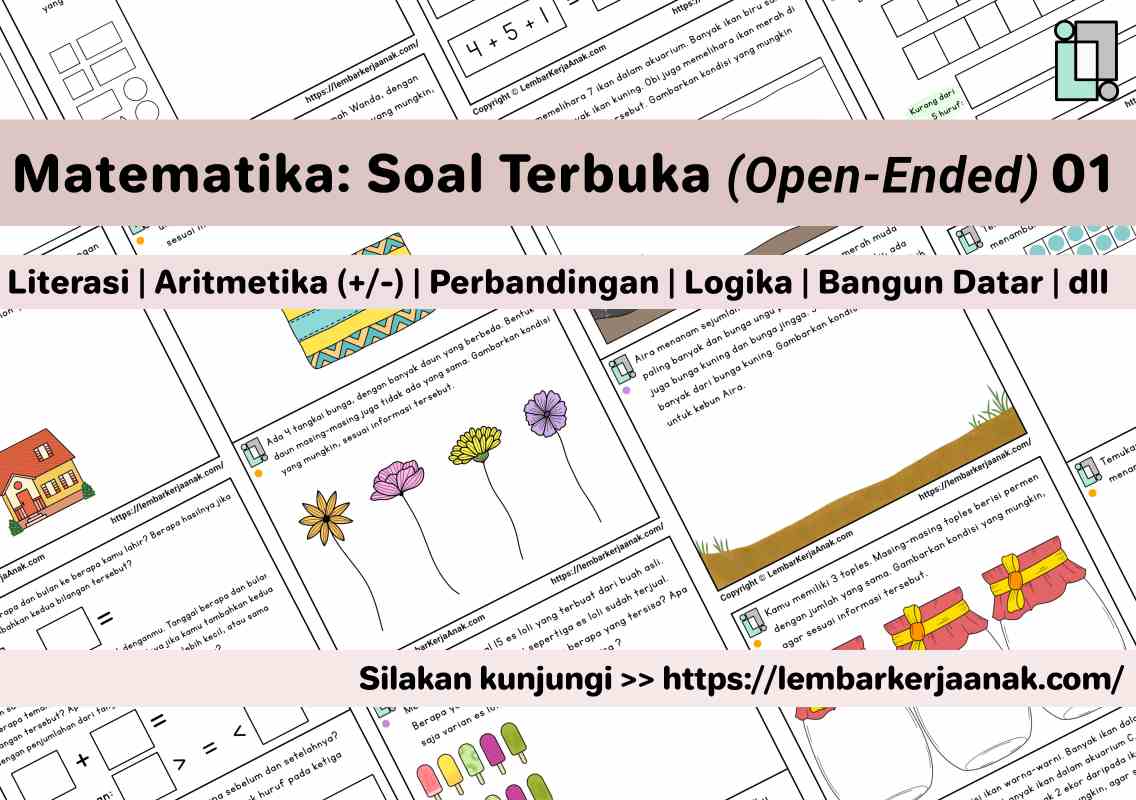 Lembar kerja anak tk sd soal terbuka matematika