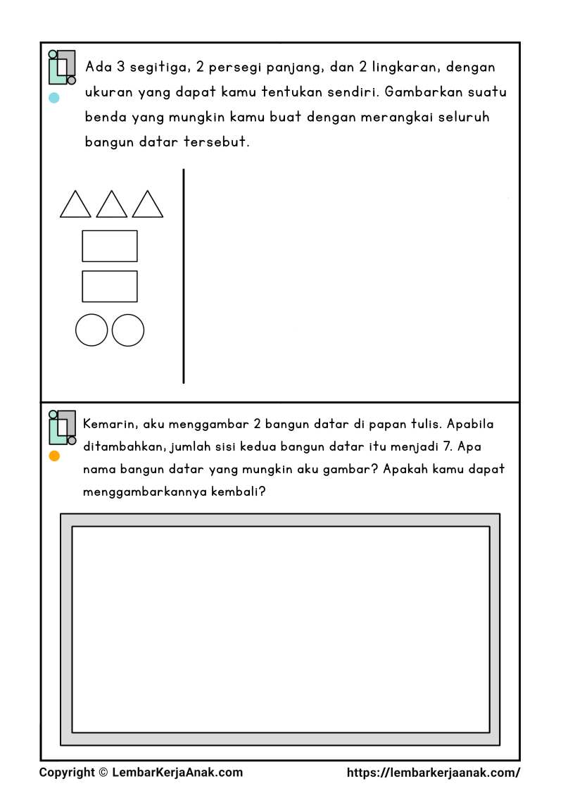 Lembar kerja anak tk sd soal terbuka matematika