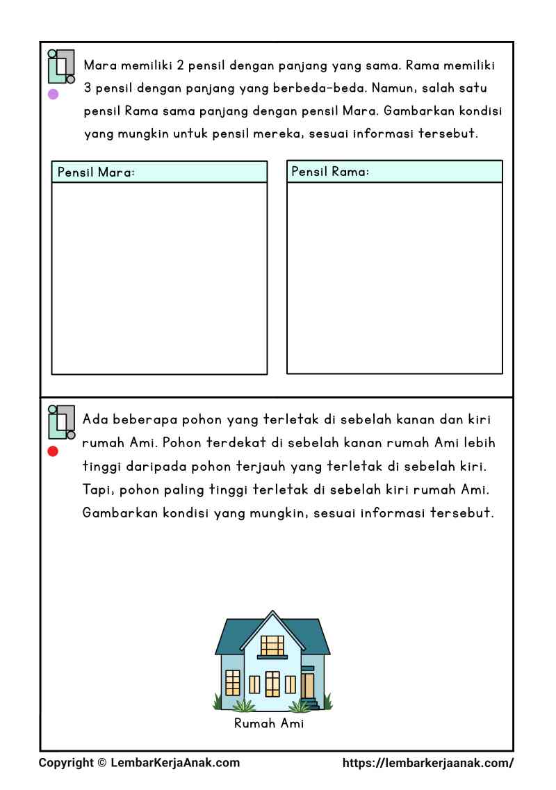 Lembar kerja anak tk sd soal terbuka matematika