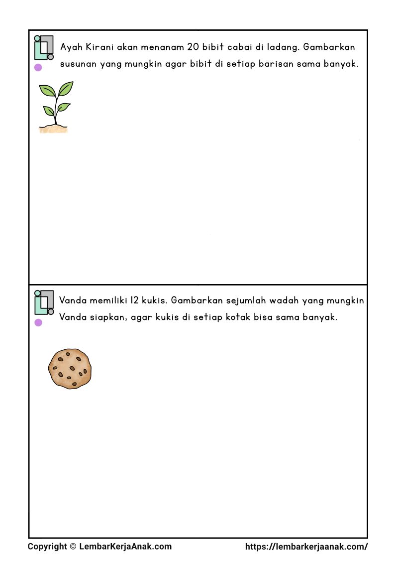 Lembar kerja anak tk sd soal terbuka matematika