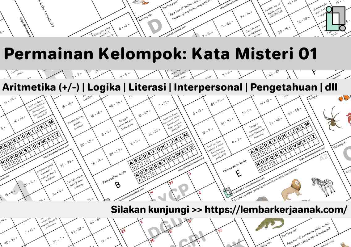 Lembar kerja anak tk sd permainan literasi numerasi