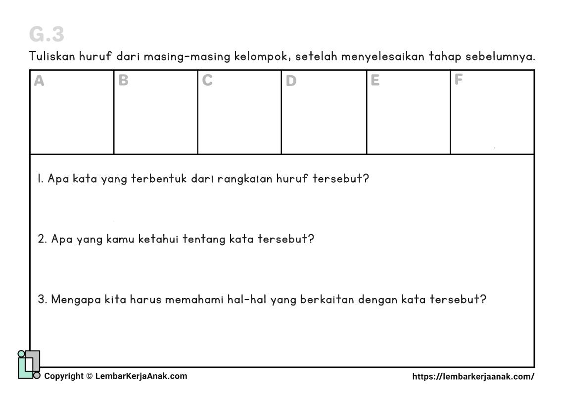 Lembar kerja anak tk sd permainan literasi numerasi