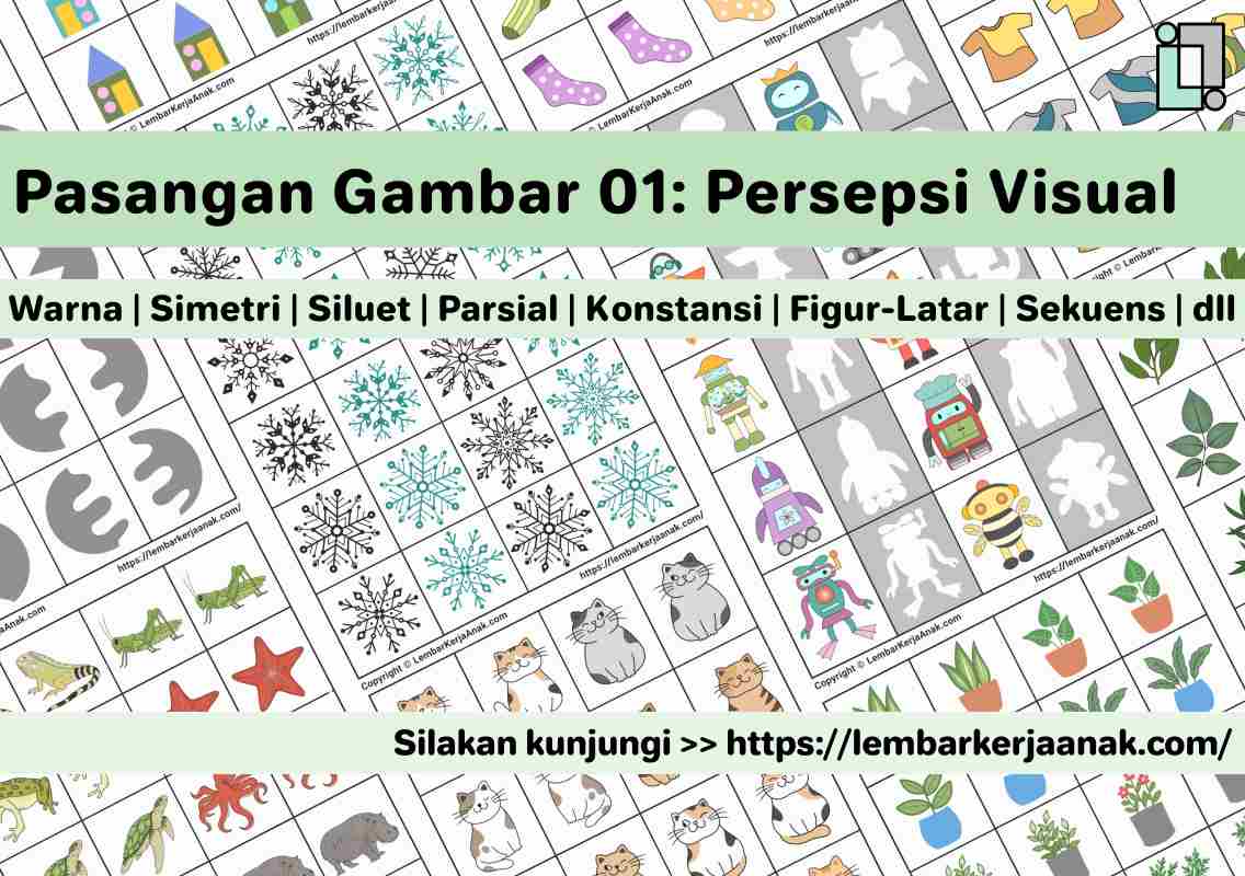 Lembar kerja anak tk paud kartu permainan pasangan gambar