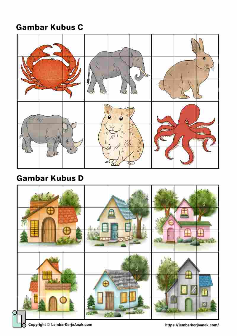 Lembar kerja anak tk sd cube puzzle 3x3