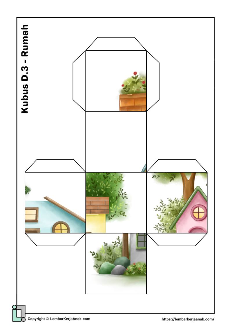 Lembar kerja anak tk sd cube puzzle rumah