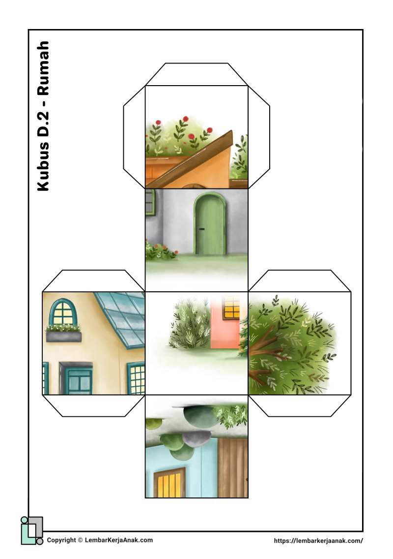 Lembar kerja anak tk sd cube puzzle rumah