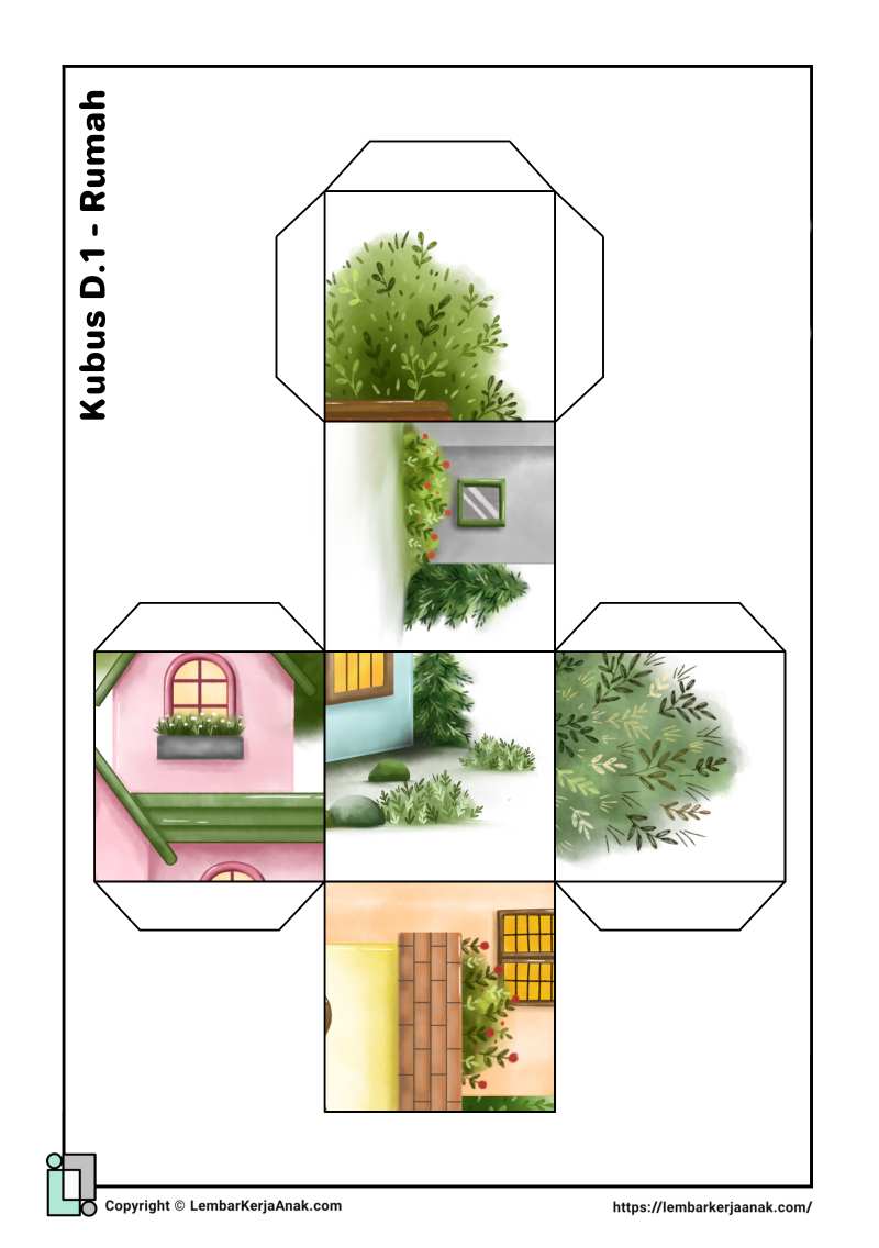 Lembar kerja anak tk sd cube puzzle rumah