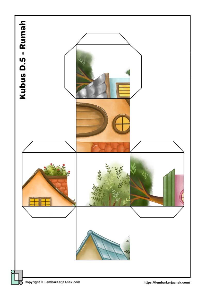 Lembar kerja anak tk sd cube puzzle rumah