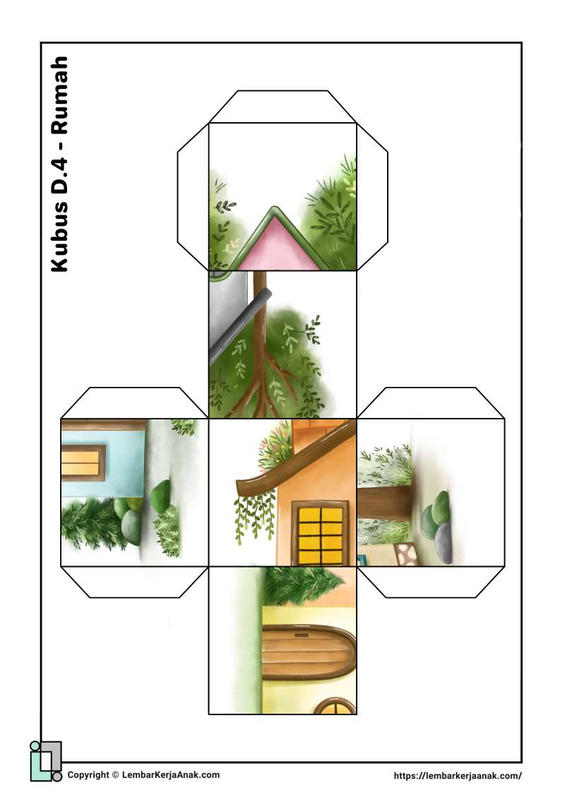 Lembar kerja anak tk sd cube puzzle rumah