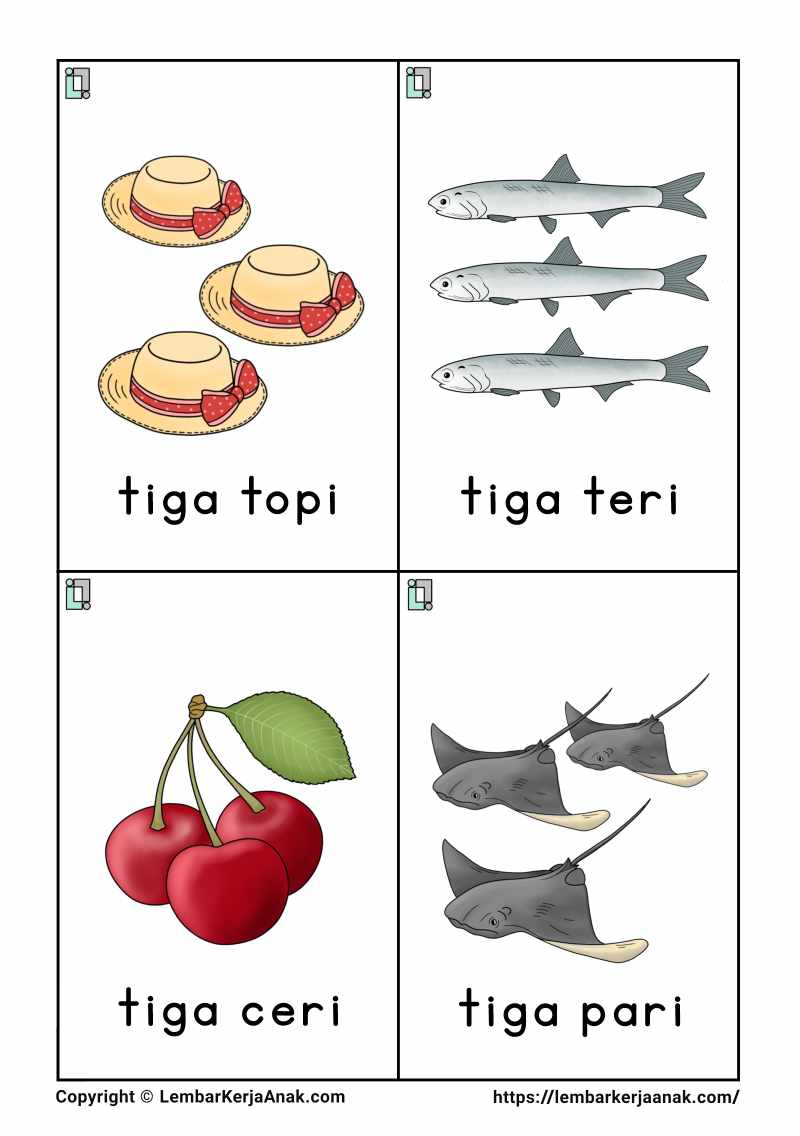 Belajar membaca anak tk flashcard lembar kerja