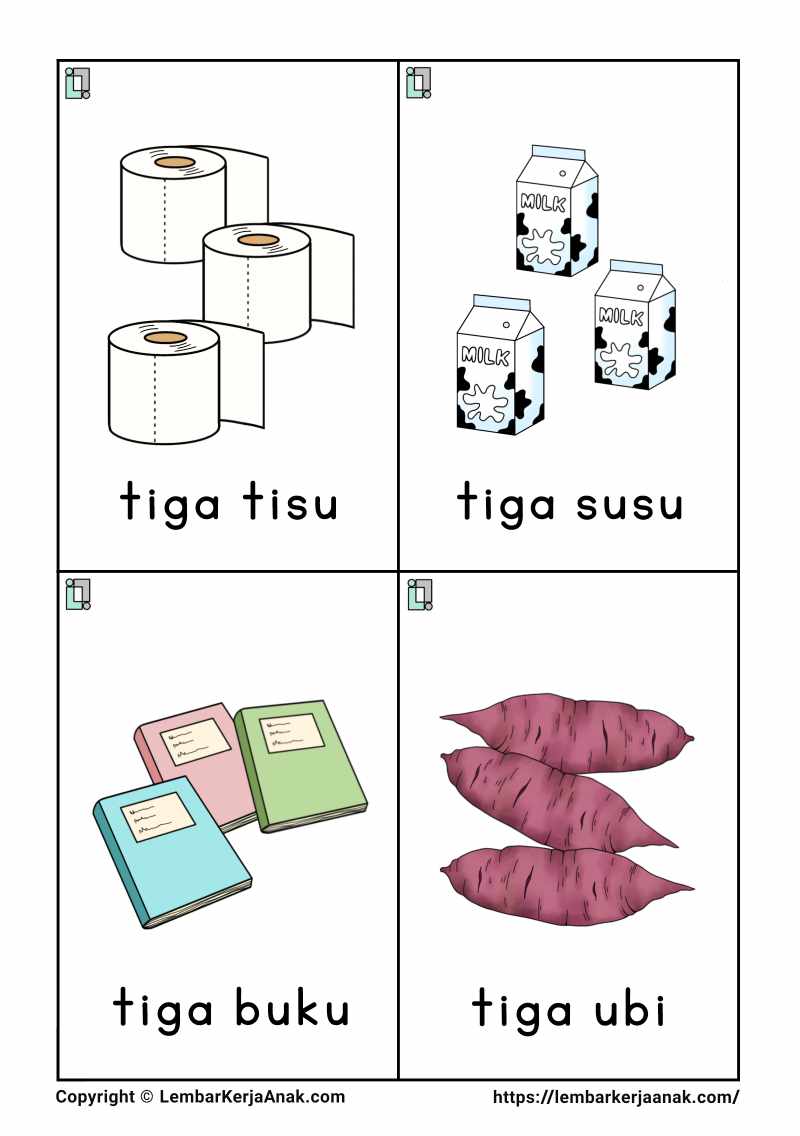 Belajar membaca anak tk flashcard lembar kerja