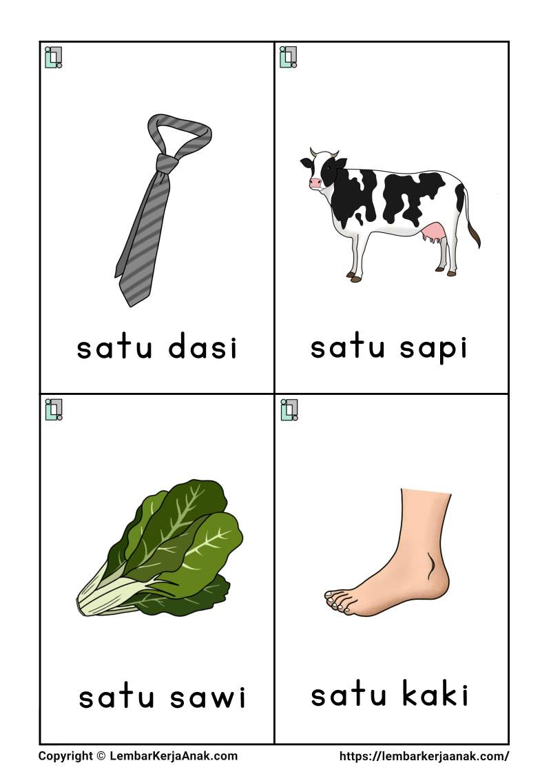 Belajar membaca anak tk flashcard lembar kerja