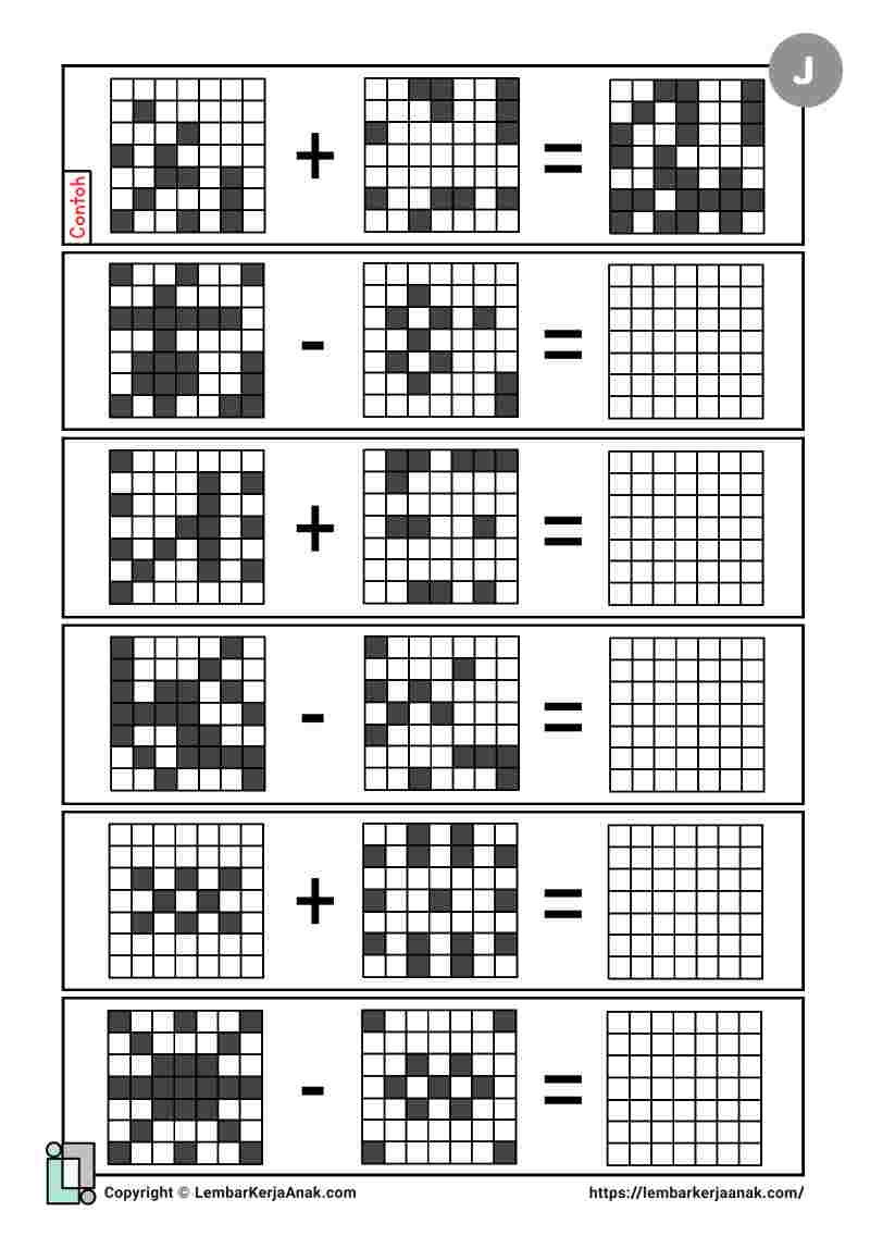 Lembar kerja worksheet anak tk sd logika visual