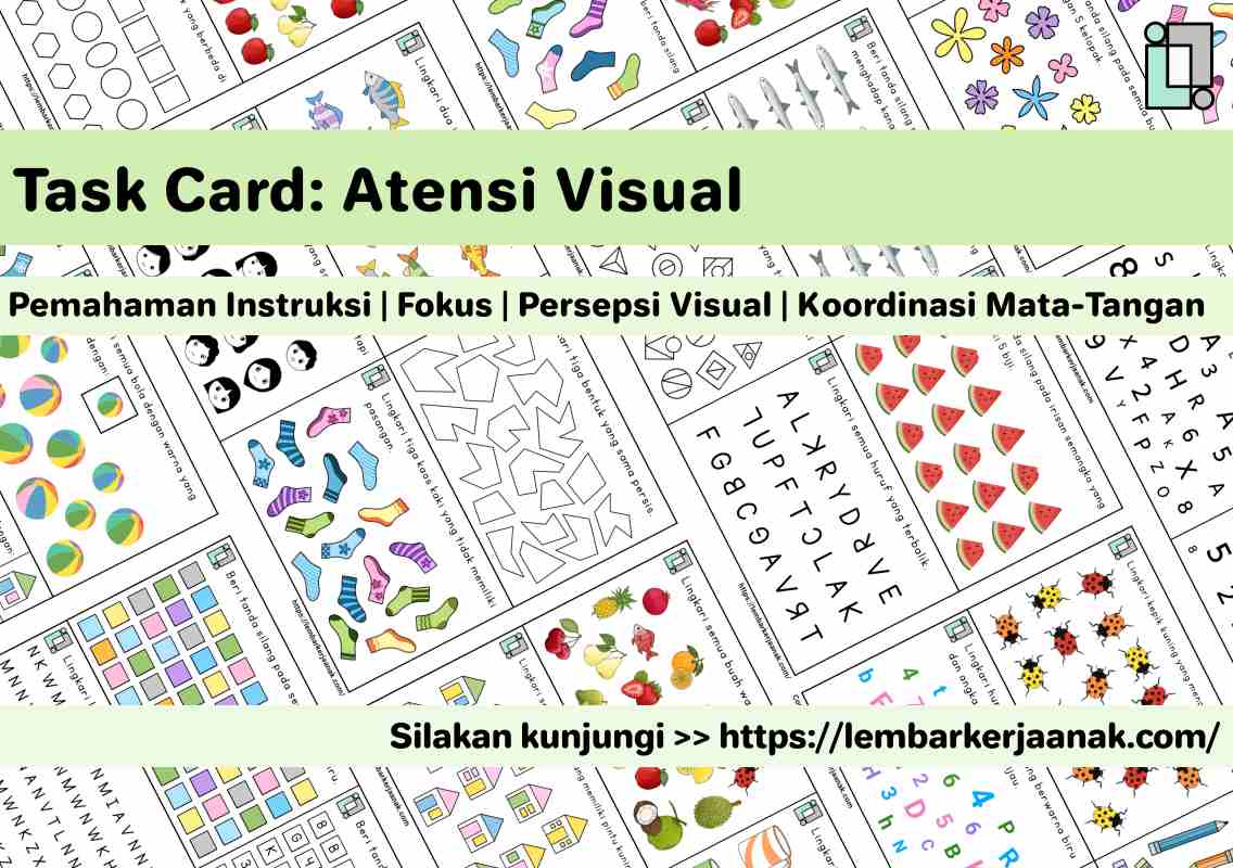 Lembar kerja anak latihan fokus - task card atensi visual